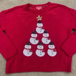 Charming Red Snowman Sweater